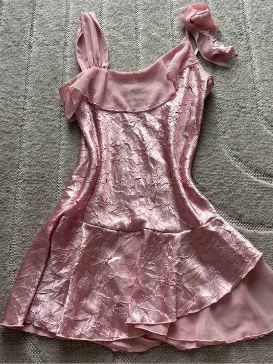 Wet Seal Dresses & Skirts - Wet Seal Pink Y2K Satin Ruffle Slip Dress